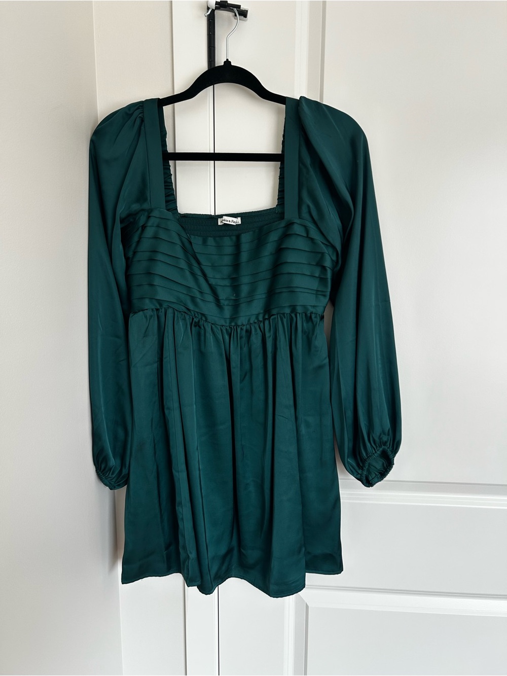 Abercrombie & Fitch Teal Long-Sleeve Square Neck Mini Dress